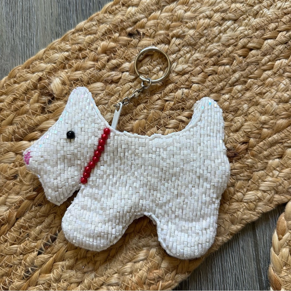 Vintage Beaded Dog Coin Purse Keychain